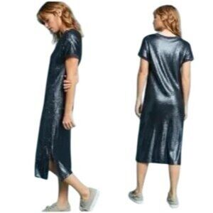 Moulinette Soeurs Blue Sequin Midi Dress